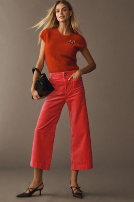 The Colette Velvet Crop Wide-Leg Pants by Maeve | Anthropologie (US)