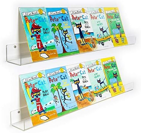 NIUBEE 2 -Packs Kids Acrylic Floating Bookshelf 36 Inch, Clear Bathroom Wall Floating Shelves, Invis | Amazon (US)