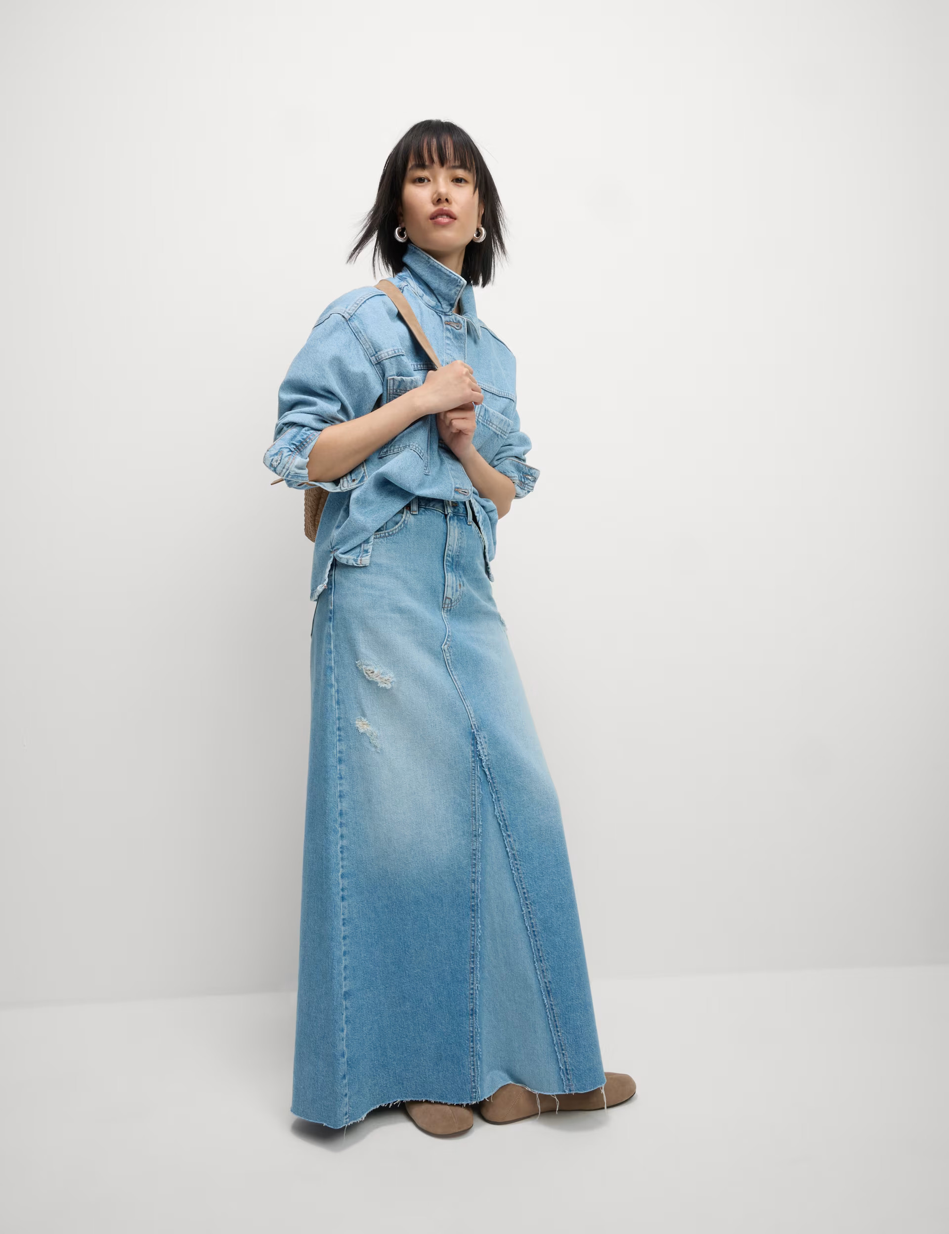 Pure Cotton Denim Maxi A-Line Skirt | M&S Collection | M&S | Marks & Spencer (UK)