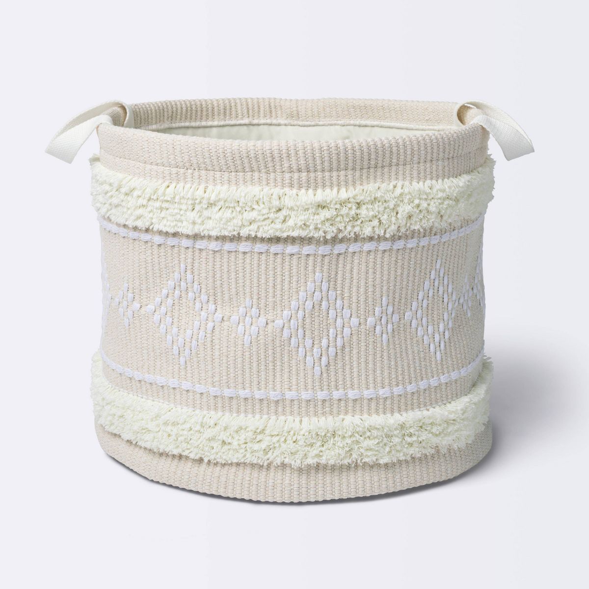 Tufted Fabric Large Round Storage Basket - Khaki and Cream - Cloud Island™ | Target