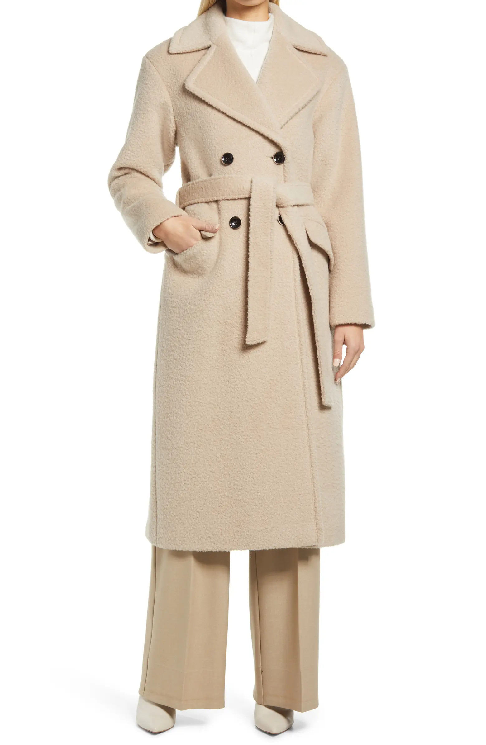 Belted Wool Blend Wrap Coat | Nordstrom