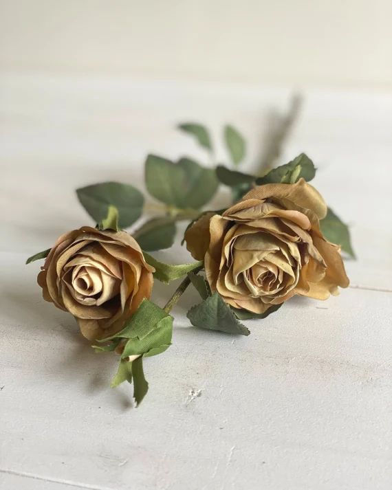 Harvest Gold Rose Stem - Dusty Yellow Rose - Rose Stem - Rose Bud - Gold - Beige - Fall Flower - ... | Etsy (US)