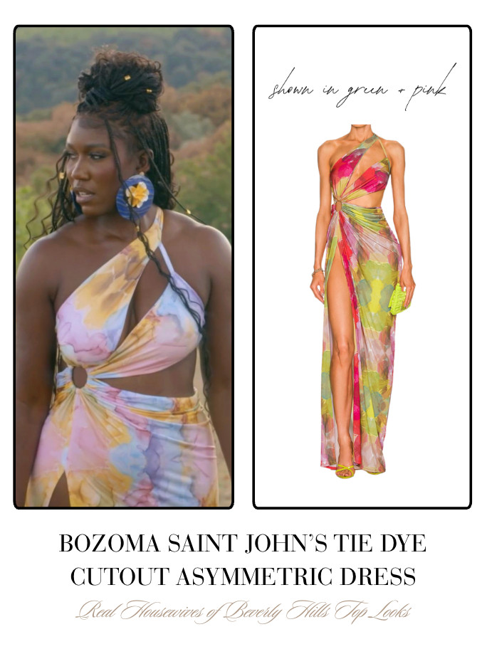 Bozoma Saint John's Tie Dye Cutout Asymmetric Dress (Linked in Green/Pink) 

 
