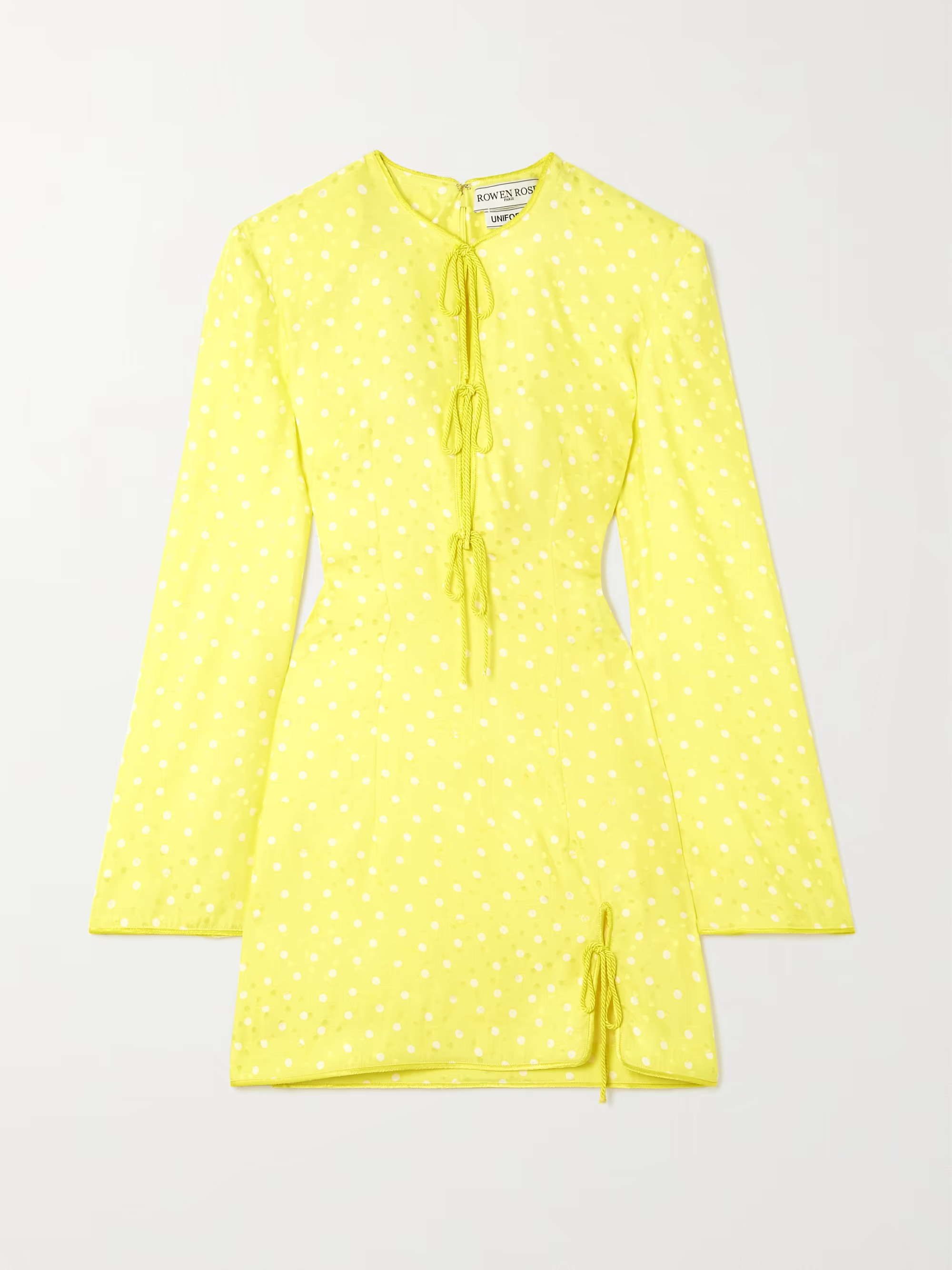 Tie-detailed polka-dot silk-jacquard mini dress | NET-A-PORTER (US)