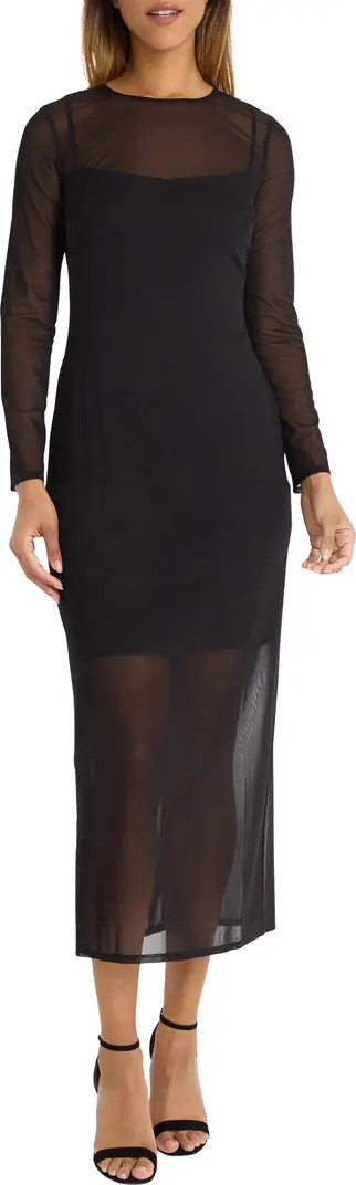 DONNA MORGAN FOR MAGGY Long Sleeve Mesh Maxi Dress | Nordstromrack | Nordstrom Rack