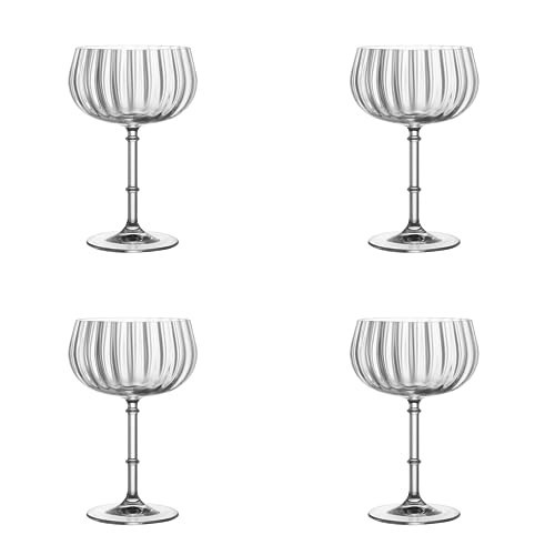 LEMONSODA Rims Orient-Coupe Wine Glasses - 100% Real Crystal Glass - Lead-free, Dishwasher Safe, 100% Crystal, Luxury Cocktail Glass - Extra Durable - (Set of 4-12oz) (2055) | Amazon (US)
