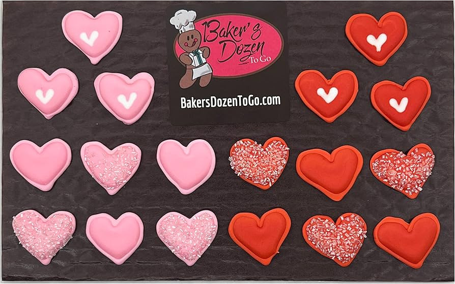 Valentine Mix Sparkle Hearts -18 pcs Edible Icing Cake Topper Cupcake Decoration Handmade Gourmet... | Amazon (US)