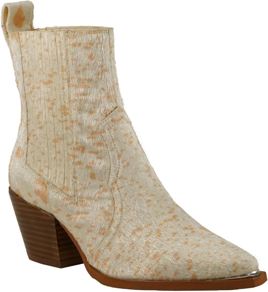 ARiderGirl Eleanor Women's Western Booties Animal Print Slip On Pointed Toe Stacked Heel Ankle Boots | Amazon (US)