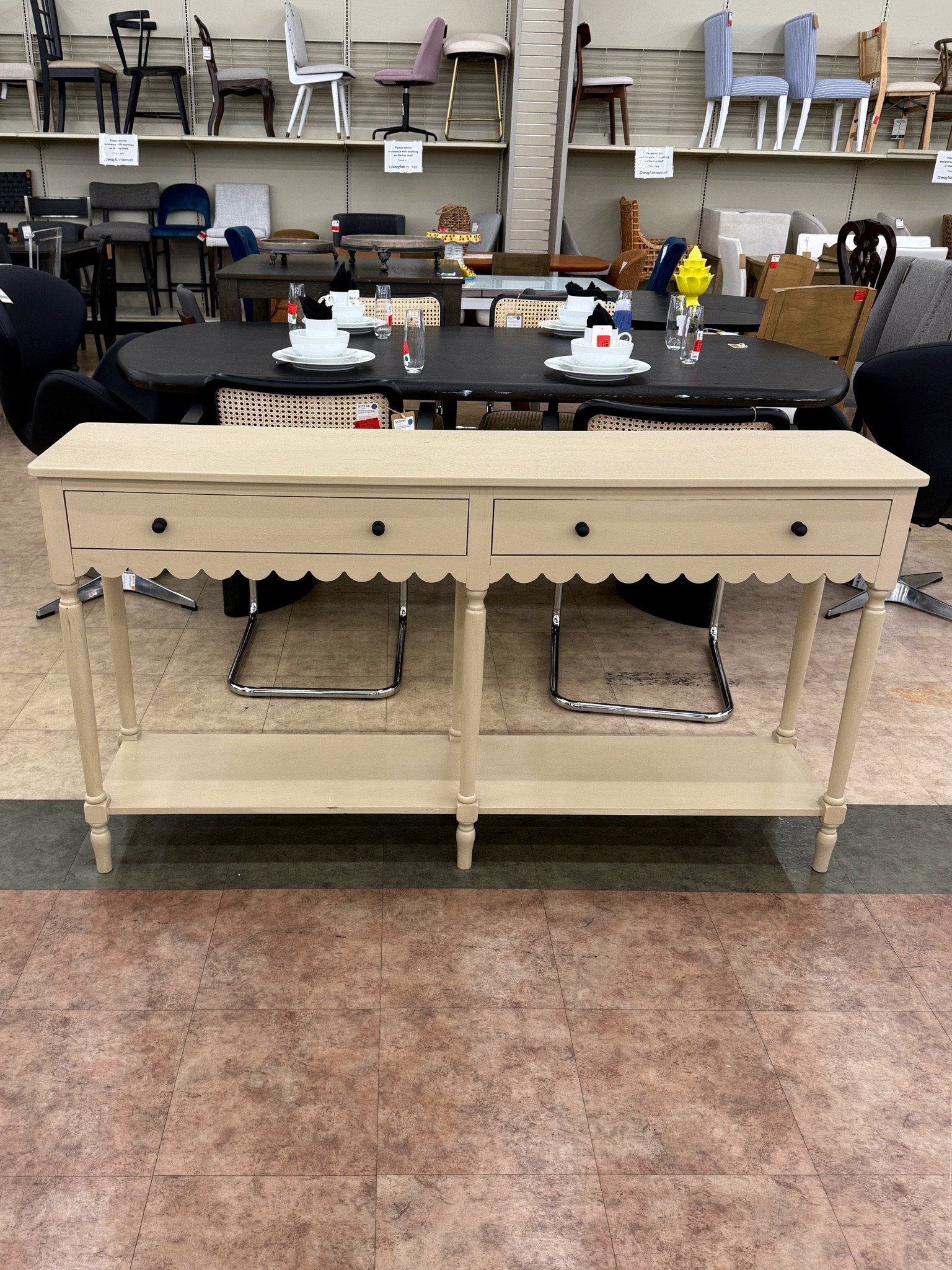 Wayfair sale alert! 🔔 The Branden 2-Drawer Console Table is such a charming find. 😍 I love the scalloped detailing—it gives the table a timeless, tailored look while still feeling fresh and classic. 🫶🏻 The two drawers are perfect for tucking away everyday essentials, and the lower shelf offers even more styling and storage space.✨ Available in multiple colors and easy to style in an entryway, hallway, or behind a sofa. Linked it here along with similar console table styles! 🏡 @Wayfair #consoletable #homedecor #furniturefind

#LTKHome #LTKSaleAlert