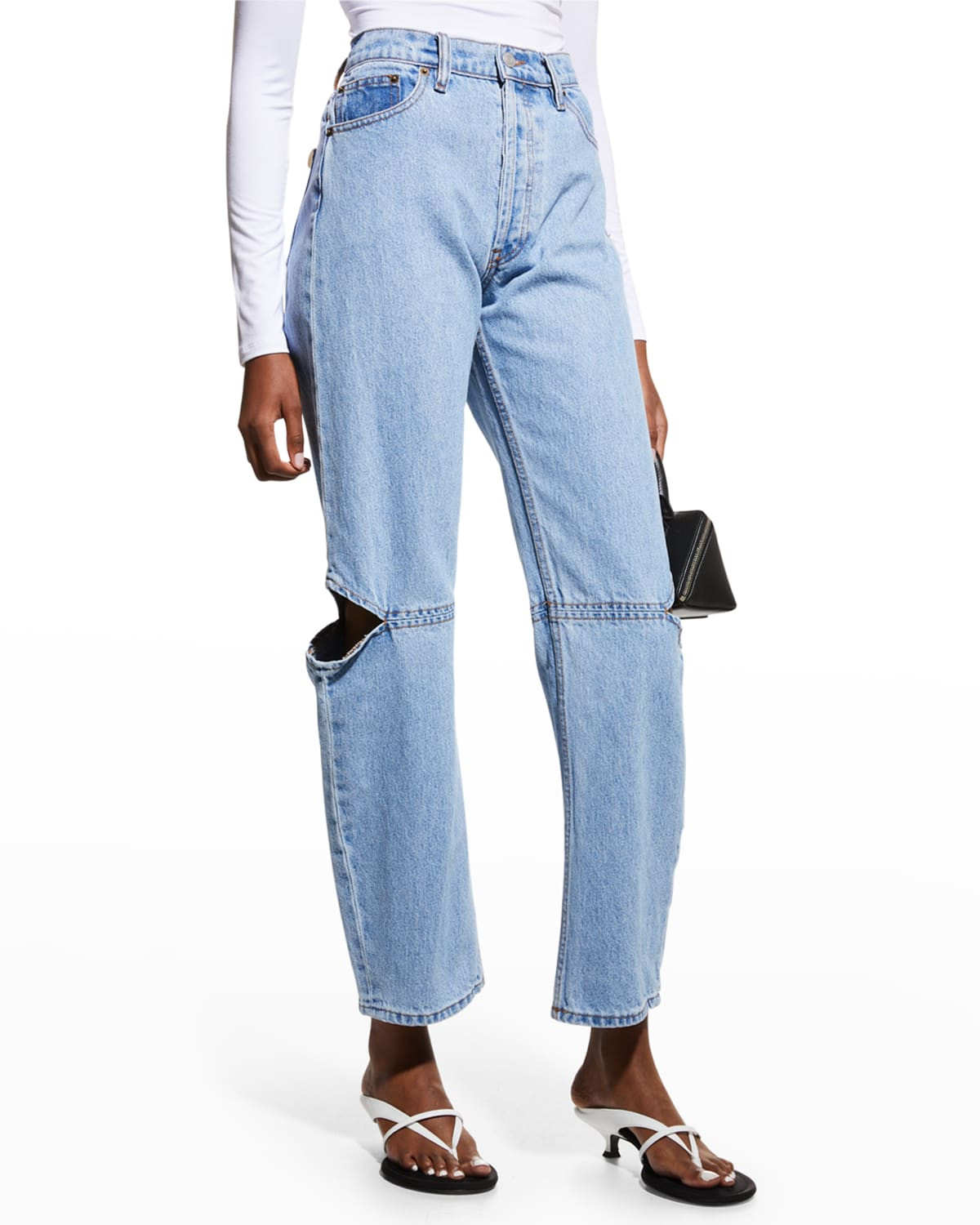 Cowgirl Straight Cut-Out Knee Jeans | Neiman Marcus
