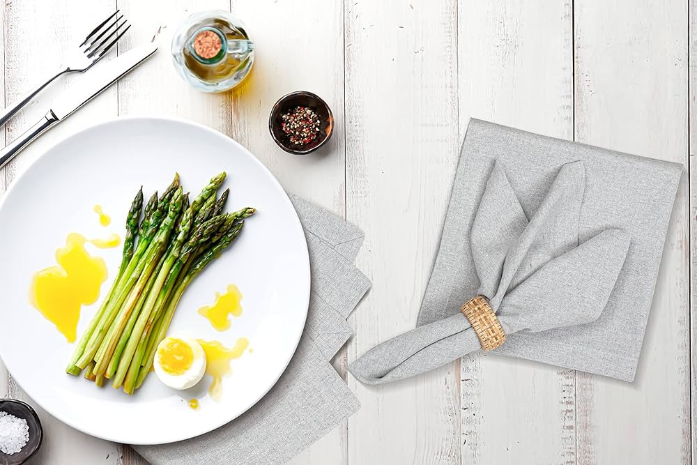 Cotton Dinner Cloth Napkin 18x18 inch Light Grey,Everyday Napkins, Cotton Napkins, Wedding Napkin... | Amazon (US)