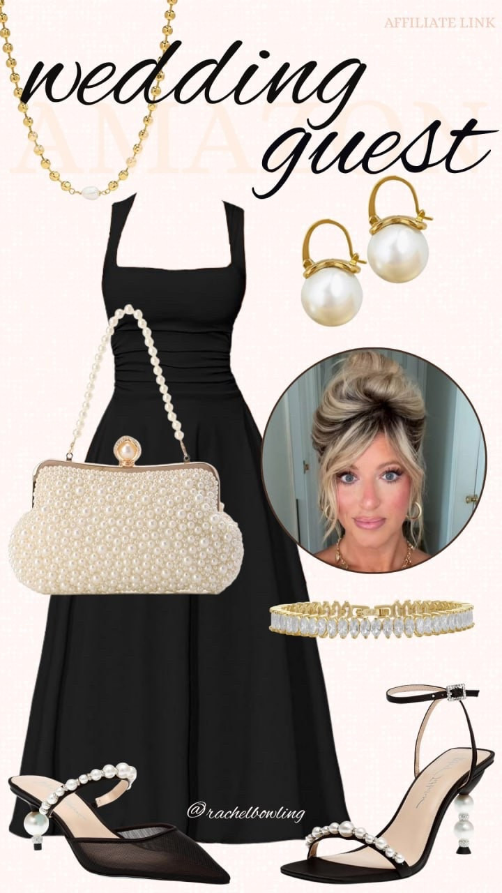 Timeless black and pearls 🤍✨
This look is perfect for any fall or winter wedding — elegant, feminine, and so easy to accessorize. From the classic pearl bag to the dainty gold details, this outfit feels effortlessly chic.

#WeddingGuest #AmazonFashion #LTKWedding #FallStyle #PearlAccessories #BlackDress #pearl

#LTKStyleTip #LTKMidsize #LTKWedding
