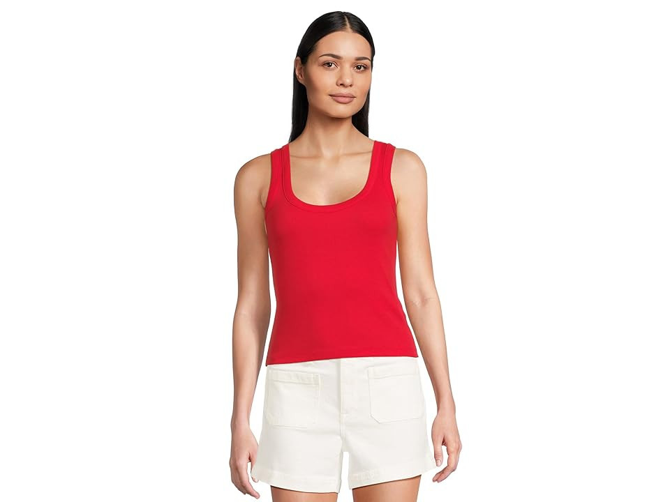 Madewell (Re)Generative Cotton Ribbed Scoop Neck Tank Top Women's Clothing Festival Red : LG (Women's 10-12), Cotton/Elastane | Zappos