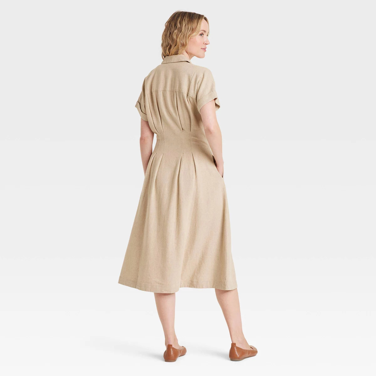 Women's Short Sleeve Button-Front Linen Midi Shirtdress - Universal Thread™ | Target