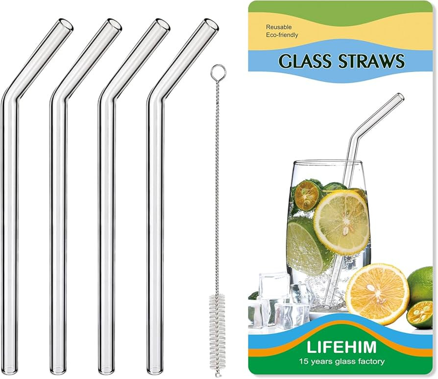 Borosilicate Glass Straws for 16 oz Tumbler, 9 inch 8mm BPA Free, Reusable Drinking Straws Clear ... | Amazon (US)