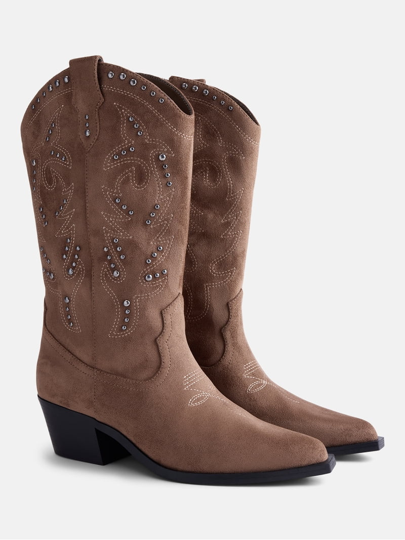 No Boundaries Women's Studded Cowboy Boots | Walmart (US)
