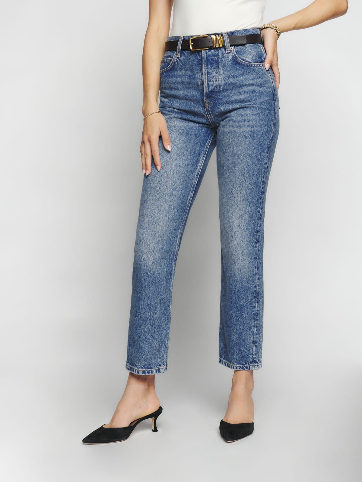 Cynthia High Rise Straight Cropped Jeans | Reformation (US & AU)