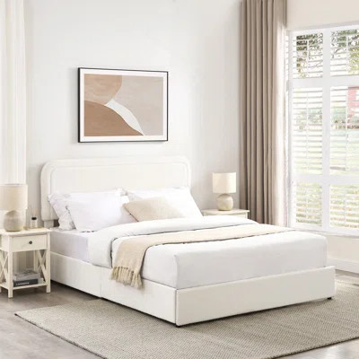 Modern Bed, Boucle Upholstered Platform Bed With Patented 4 Drawers Storage, Curved Stitched Tufted Headboard, Wooden Slat Mattress Support, No Box Sp | Wayfair North America