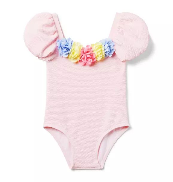 Recycled Rosette Puff Sleeve Swimsuit | Janie and Jack