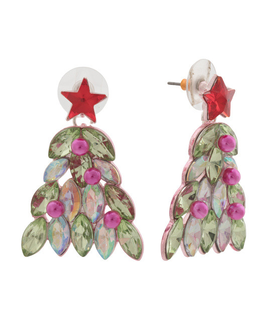 Crystal Christmas Tree Earrings | TJ Maxx