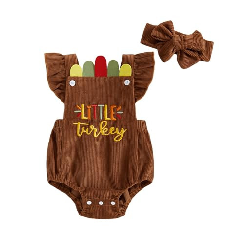 YINGISFITM My First Thanksgiving Baby Girl Outfit Infant Turkey Onesie Bubble Romper Newborn Clothes for Girls (Turkey, 6-12Months) | Amazon (US)