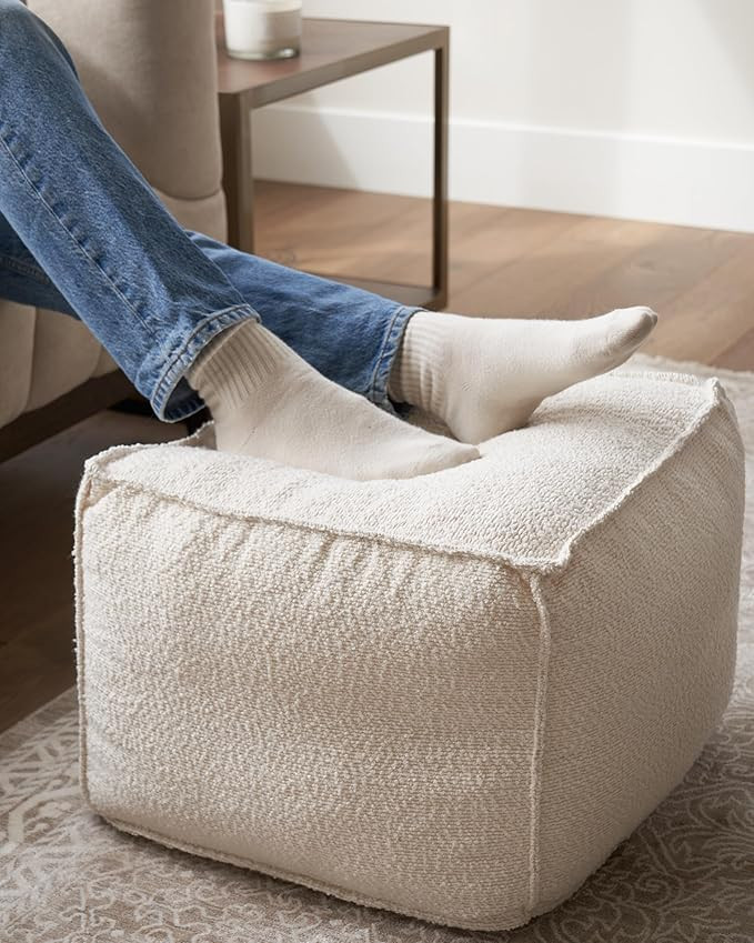ZICOTO Beautiful Boucle Pouf Ottoman and Foot Rest - Elevate Your Living Room Decor with Lightwei... | Amazon (US)