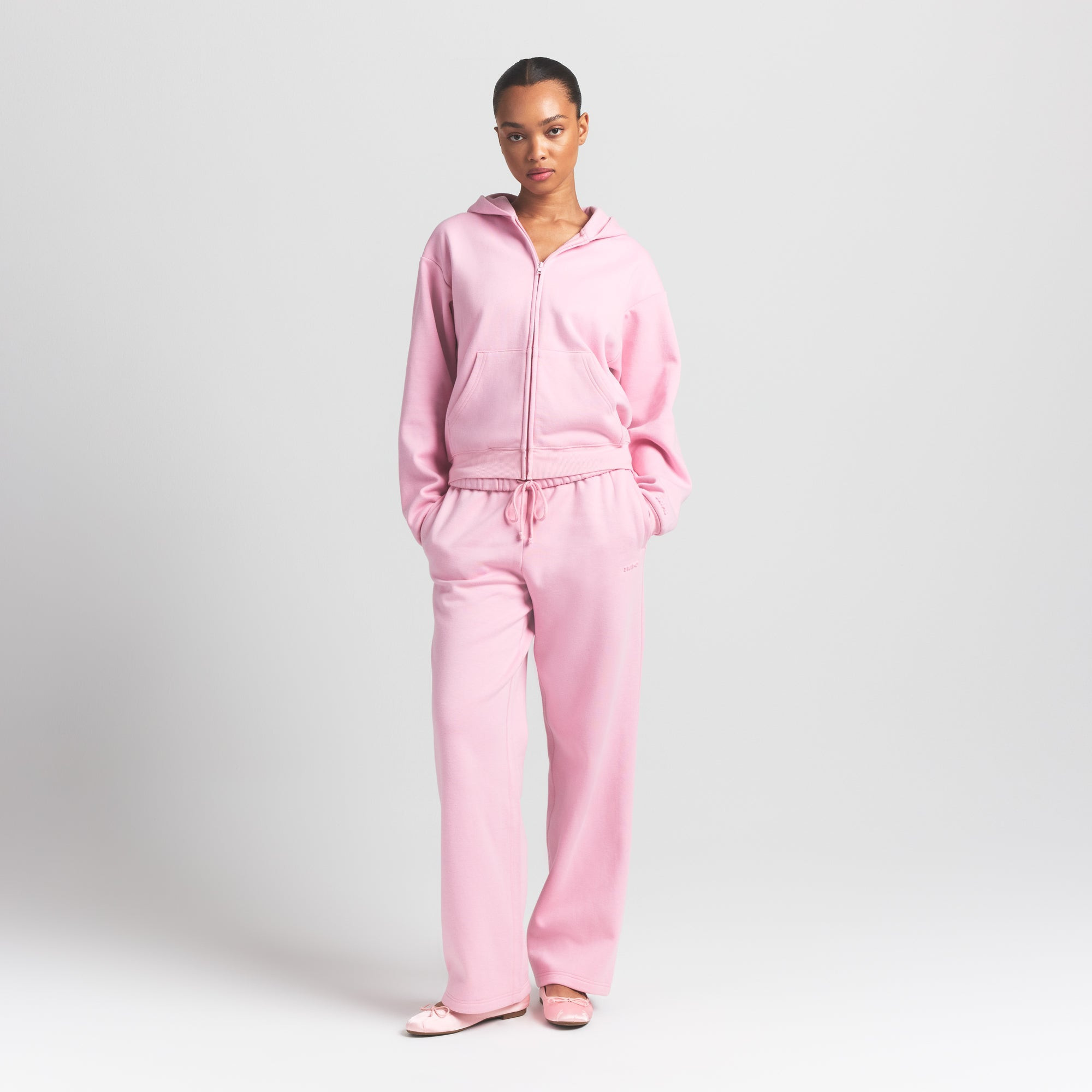 SKIMS Classic Zip Up Hoodie | Pink | Small | Cotton Fleece | SKIMS (US)