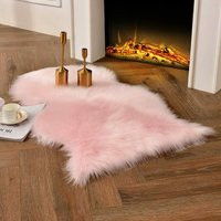 Light pink Soft Cozy Sheepskin Bedside Rugs 2x3 Feet, Fluffy Faux Fur Chair Couch Seat Cover Machine | ManoMano UK