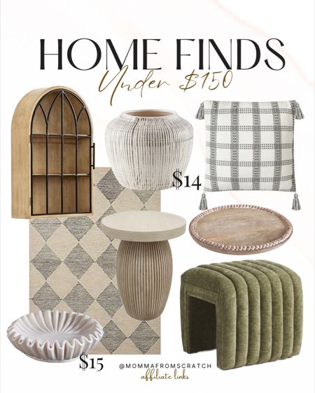 Home decor finds from Walmart, amazon , and tjmaxx under $150. Pillows, stools, arch cabinet, rug, accessories, vases, trays. 

#LTKstyletip #LTKfindsunder50 #LTKhome
