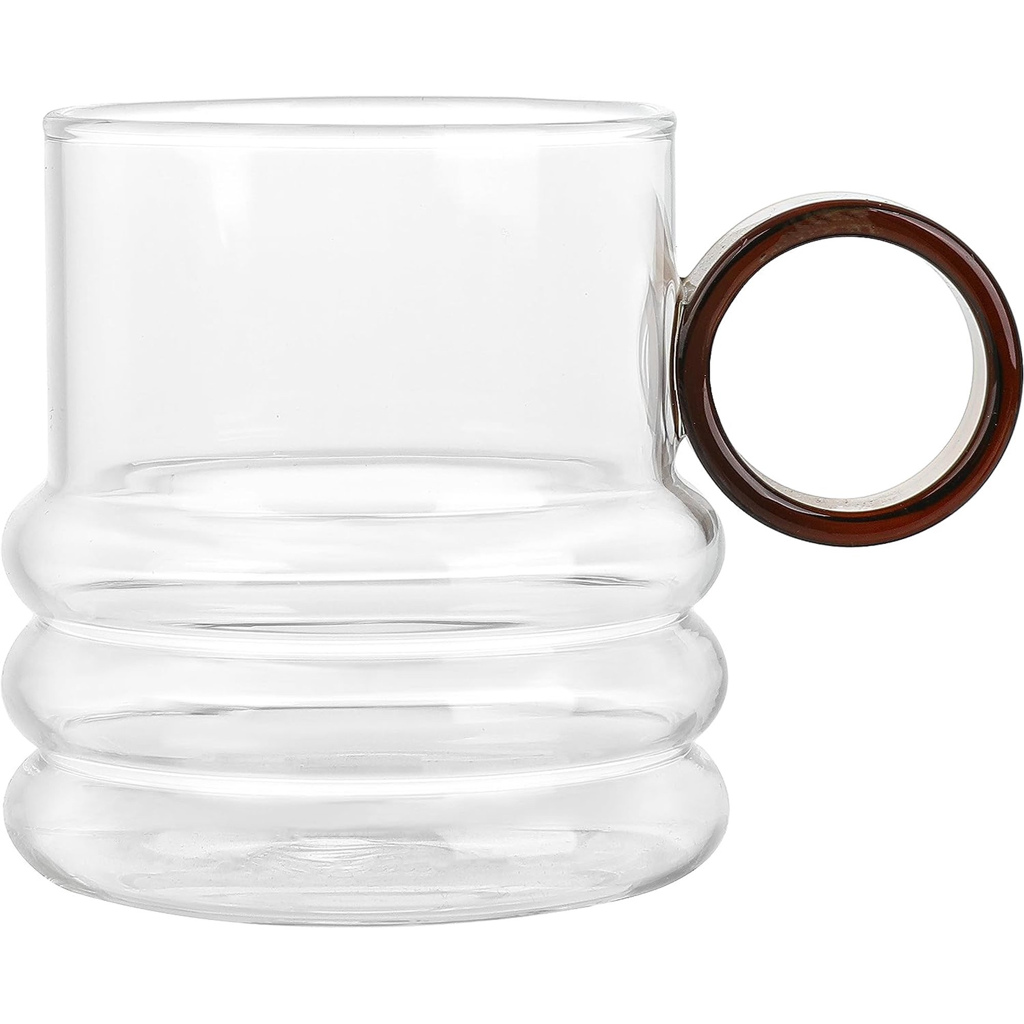 Elle Decor Set of 4 Glass Coffee Mugs, , Round Amber Handle, Made of Borosilicate Glass, 10-Oz, C... | Walmart (US)