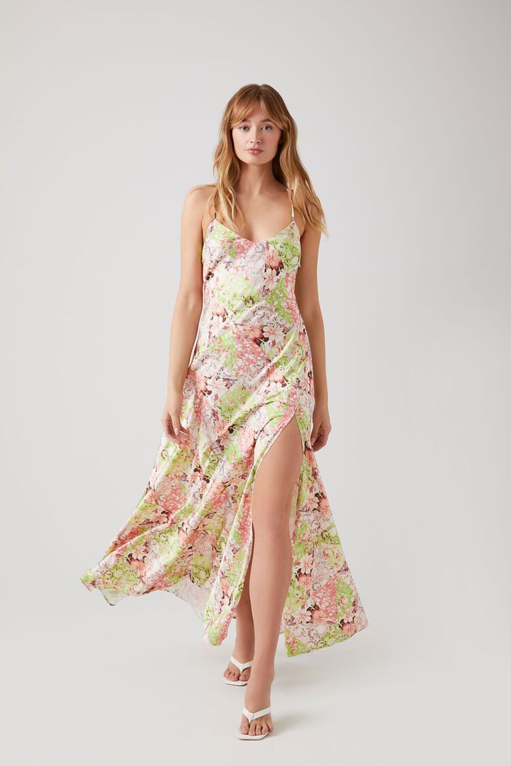 Satin Floral Patchwork Maxi Dress | Forever 21 (US)