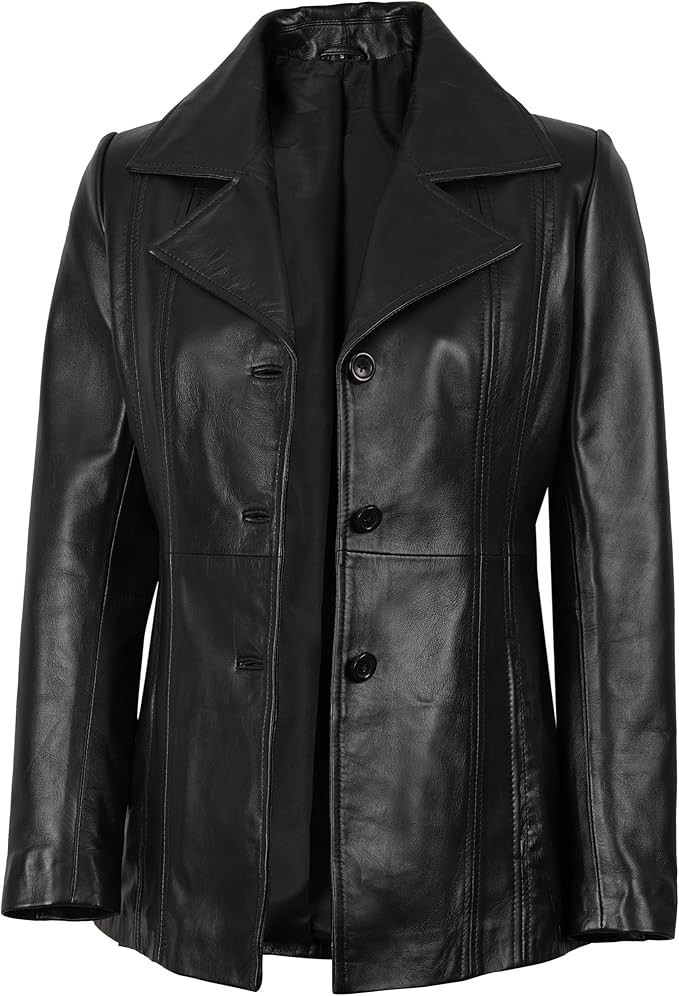 Blingsoul Leather Blazer Jacket Women - Leather Car Coats For Women | Amazon (US)