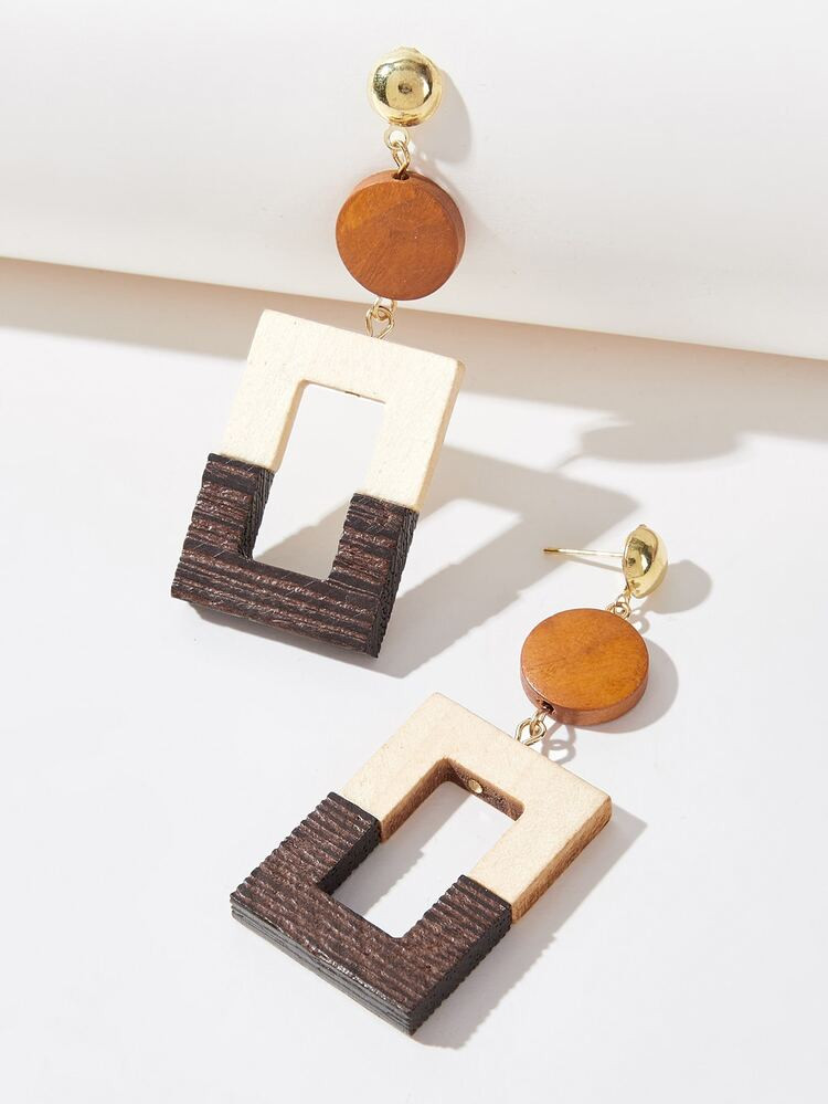 Color Block Square Drop Earrings | SHEIN