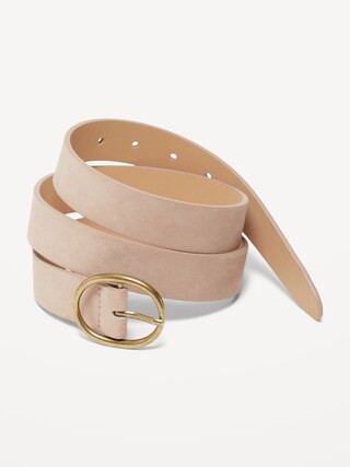 Faux-Suede Oval-Buckle Belt for Women (1.25-inch) | Old Navy (US)
