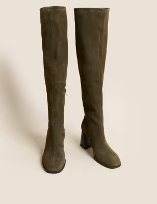 Suede Block Heel Over the Knee Boots | M&S Collection | M&S | Marks & Spencer (UK)