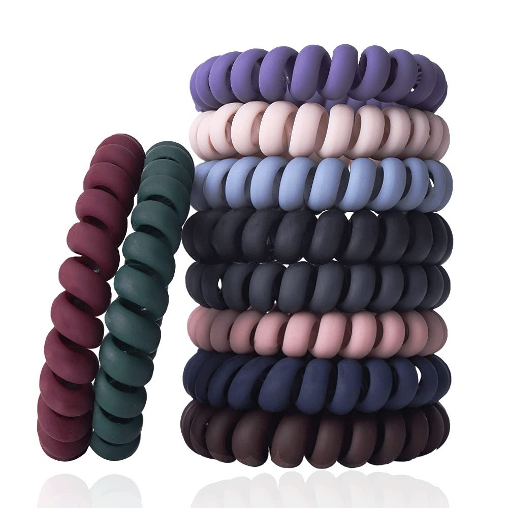 10 Piece Hair Ties For Thick Hair, Coil Elastics Hair Ties, Multicolor Medium Spiral Hair Ties, N... | Amazon (US)