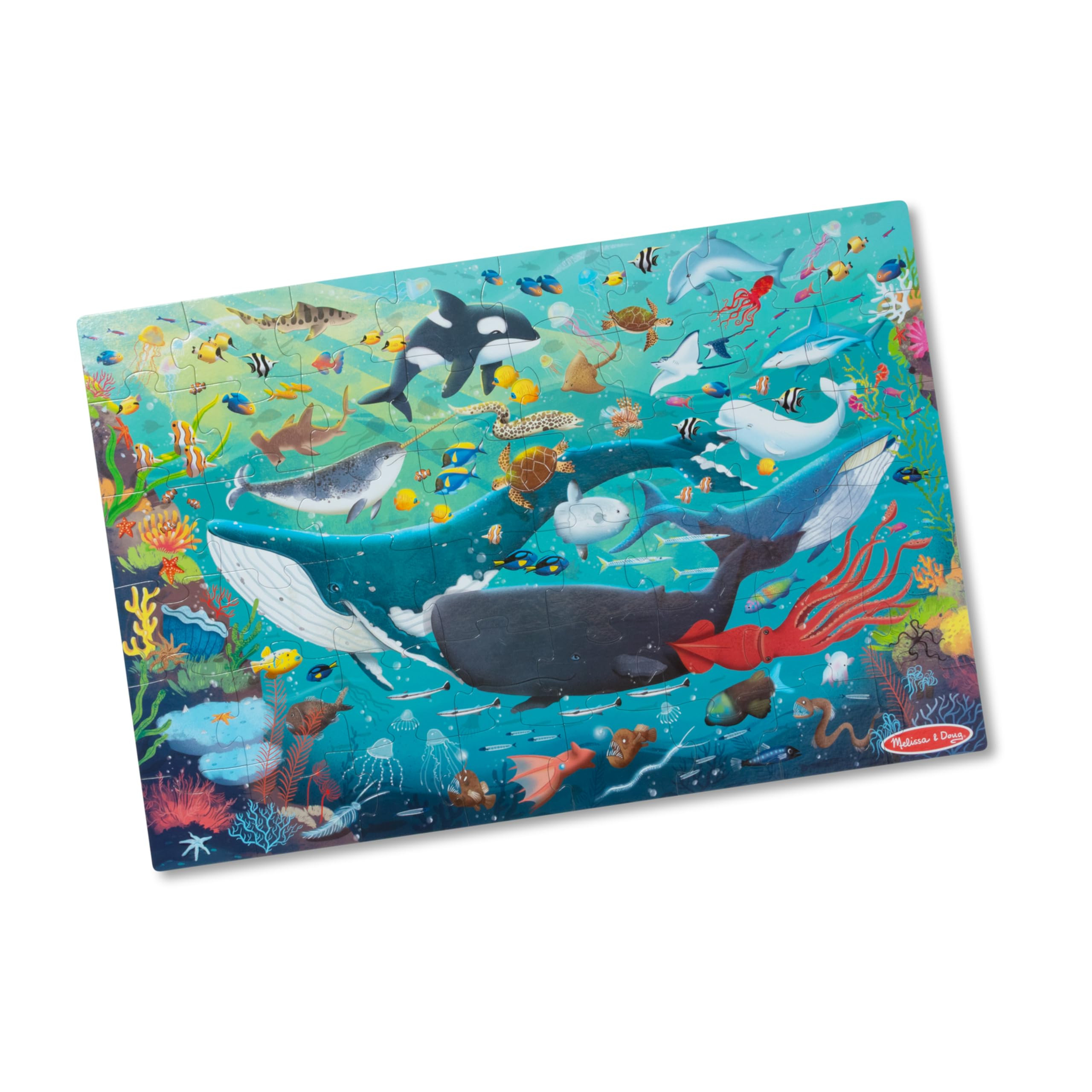 Melissa & Doug Underwater Jumbo Floor Puzzle, 48-Piece Ocean-Themed Jigsaw Puzzle with Sea Animal... | Amazon (US)