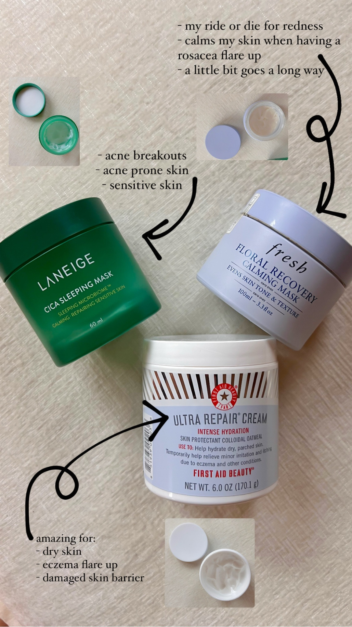 My favorite night masks + moisturizers. All amazing for sensitive skin and rosacea friendly #skincare #moisturizers #sephorasale #rosacea 

#LTKCyberWeek #LTKBeauty #LTKSaleAlert