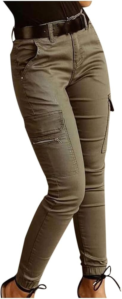 Women's Stretchy Tactical Cargo Pants High Waisted Casual Joggers Plus Size Skinny Trousers Cargo... | Amazon (US)