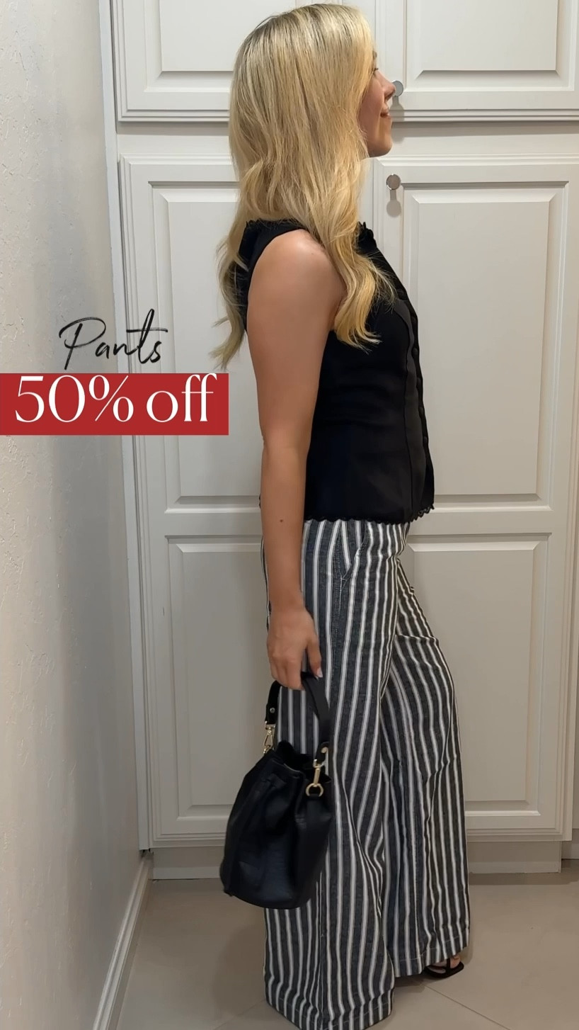 Striped pants on sale! 
Fit TTS
spring outfit
Vacation 
Summer outfit 

#LTKSaleAlert #LTKSeasonal #LTKdayinmylife