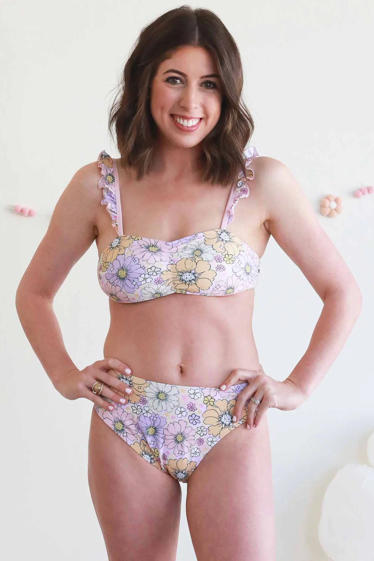 Women's Bikini with High Waisted Bottom | Disco Daisies | Caden Lane