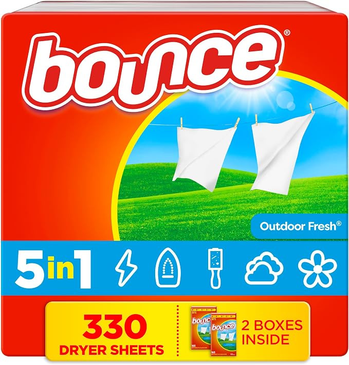 Bounce Dryer Sheets, 330 count, Outdoor Fresh Scent, Fabric Softener Sheets, Reduces Static, Soft... | Amazon (US)