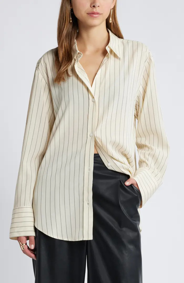 Open Edit Stripe Button-Up Shirt | Nordstrom | Nordstrom