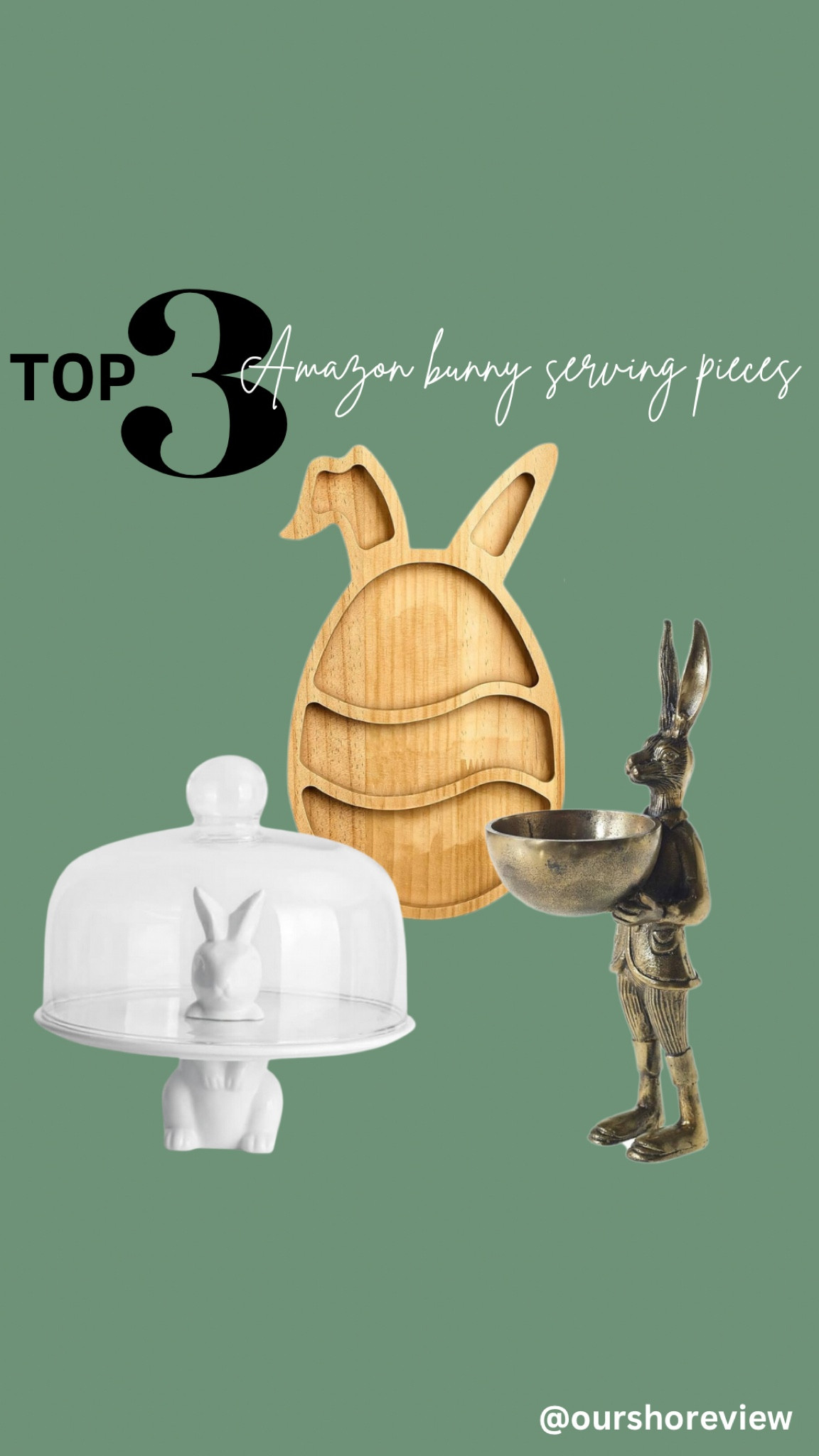 I’ve got spring fever and Easter entertaining on my mind! Here are my top 3 picks from Amazon for bunny serving pieces… a wooden bunny charcuterie board, a bunny cake plate with glass dome, and a sophisticated brass bunny bowl. So many different ways to use all these pieces! 

#LTKSeasonal #LTKhome