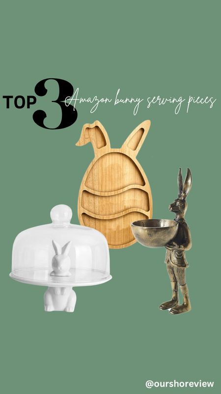 I’ve got spring fever and Easter entertaining on my mind! Here are my top 3 picks from Amazon for bunny serving pieces… a wooden bunny charcuterie board, a bunny cake plate with glass dome, and a sophisticated brass bunny bowl. So many different ways to use all these pieces! 

#LTKSeasonal #LTKhome