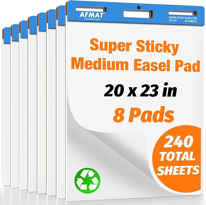 AFMAT Sticky Easel Pads, 20 in x 23 in Flip Chart Paper for Teachers, Super Sticky & Bleed-Resist... | Amazon (US)