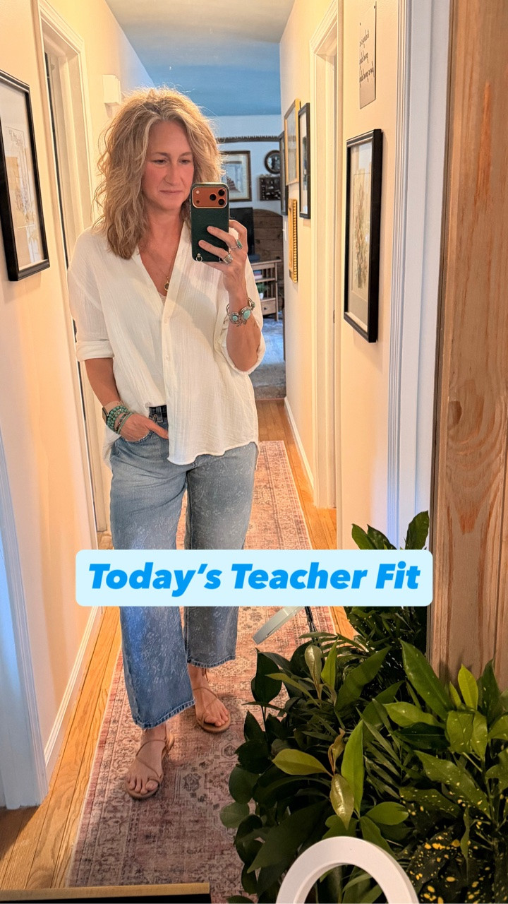Simple summer outfits have my heart lately. ☀️

Cropped jeans, a breezy linen top with the sweetest ribbon detail in the back, nude gladiators, & a little turquoise jewelry.

The curls are doing their own thing these days too. The less I fight them, the better they seem to look. 🤷🏼‍♀️

Details for this fit (or similar pieces) can be found below.

💙👖☀️🌿✨

#FlutterByMethod #LTKStyle #SummerStyle #CasualOutfits #WomenOver50

Summer outfit • cropped jeans • linen top • ribbon back top • nude gladiators • turquoise jewelry • curly hair • casual style • everyday outfit • midlife style • teacher

#LTKootd #LTKgrwm #LTKmorningroutine