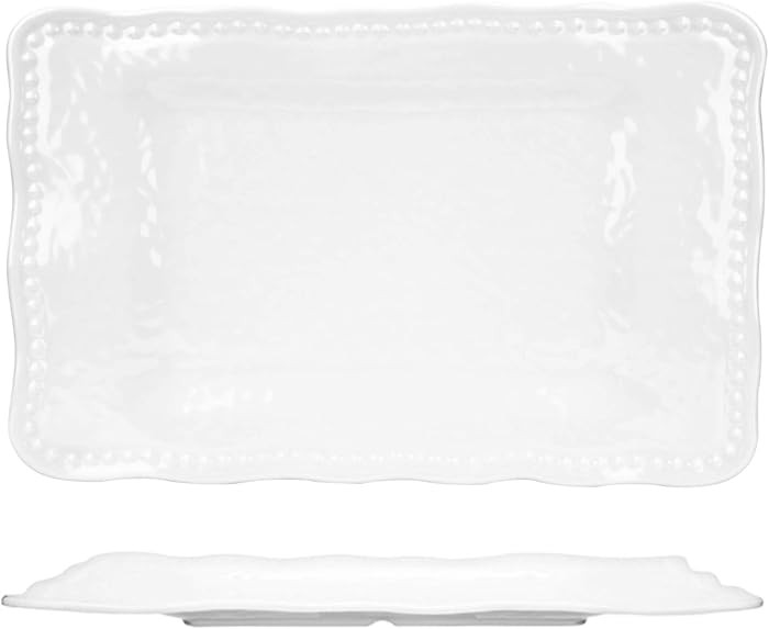 KOXIN-KARLU Melamine Trays, 17-inch Serving Trays and Platters, Set of 2 White | Amazon (US)