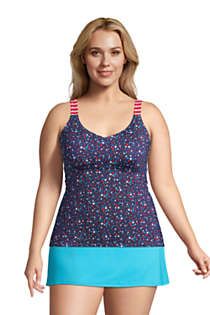 Women's Plus Size Chlorine Resistant Reversible V-neck Tankini Swimsuit Top | Lands' End (US)