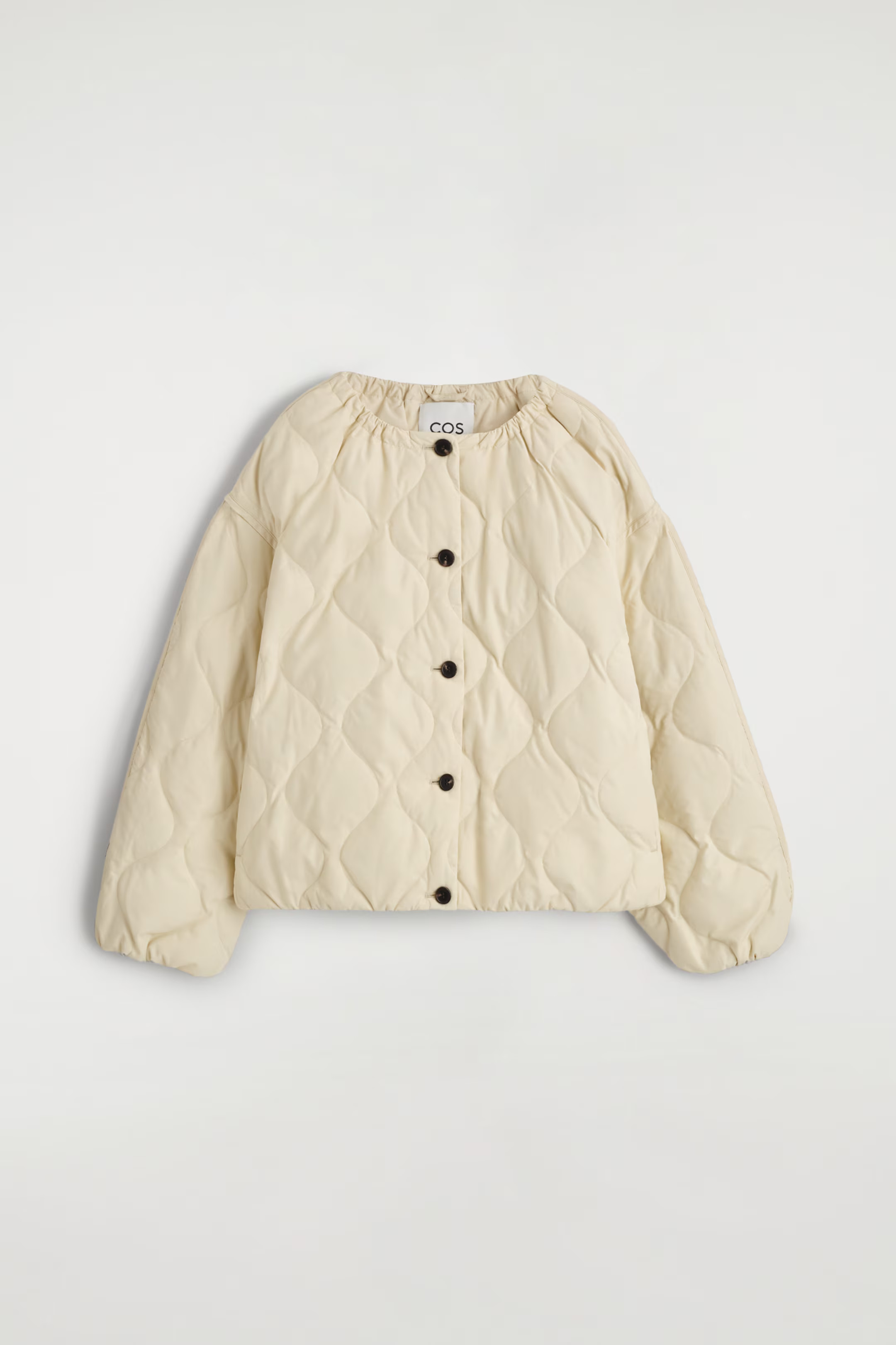 GATHERED QUILTED DOWN JACKET - ECRU | COS GB | COS UK